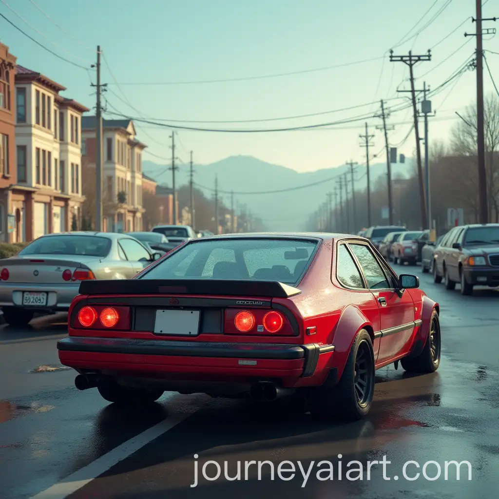 AI-Art-Prompt-ExpansionRealistic-Scene-of-a-Car-Parked-with-a-Slide-and-Visible-License-Plates