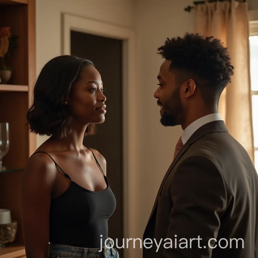 Young-Black-Couple-Engaging-in-Conversation-in-Cozy-Room