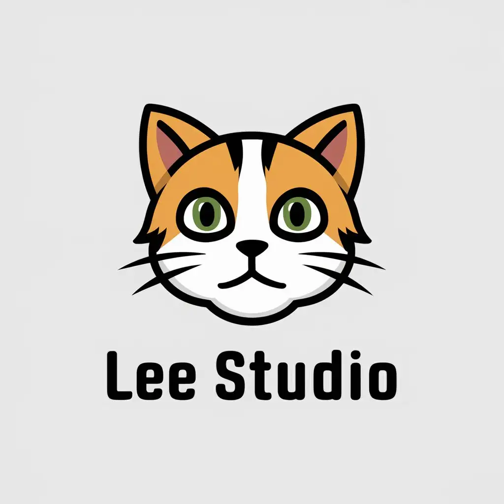 a vector logo design,with the text "Lee studio", main symbol:cartoon cat,Moderate,clear background