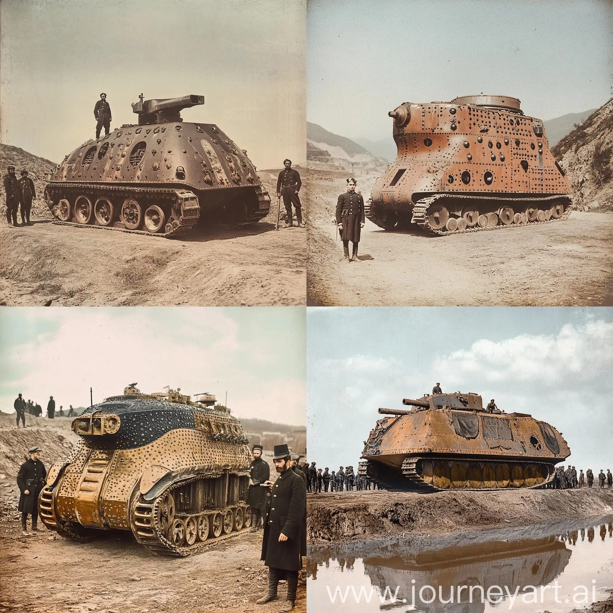 1863-Colorized-Photo-of-Leonardo-da-Vincis-Tank-Replica