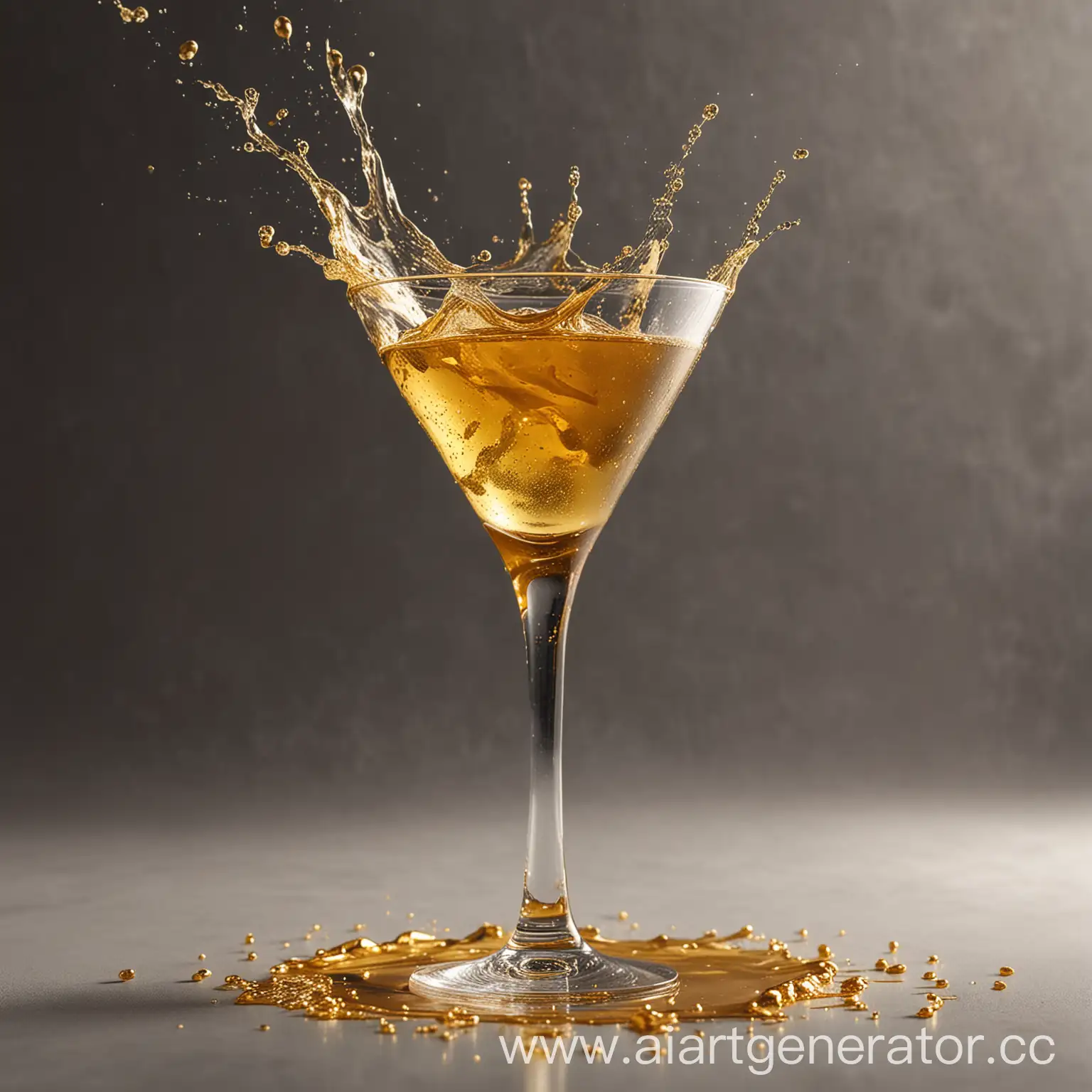 Gold-Cocktail-Splash-in-Cocktail-Glass