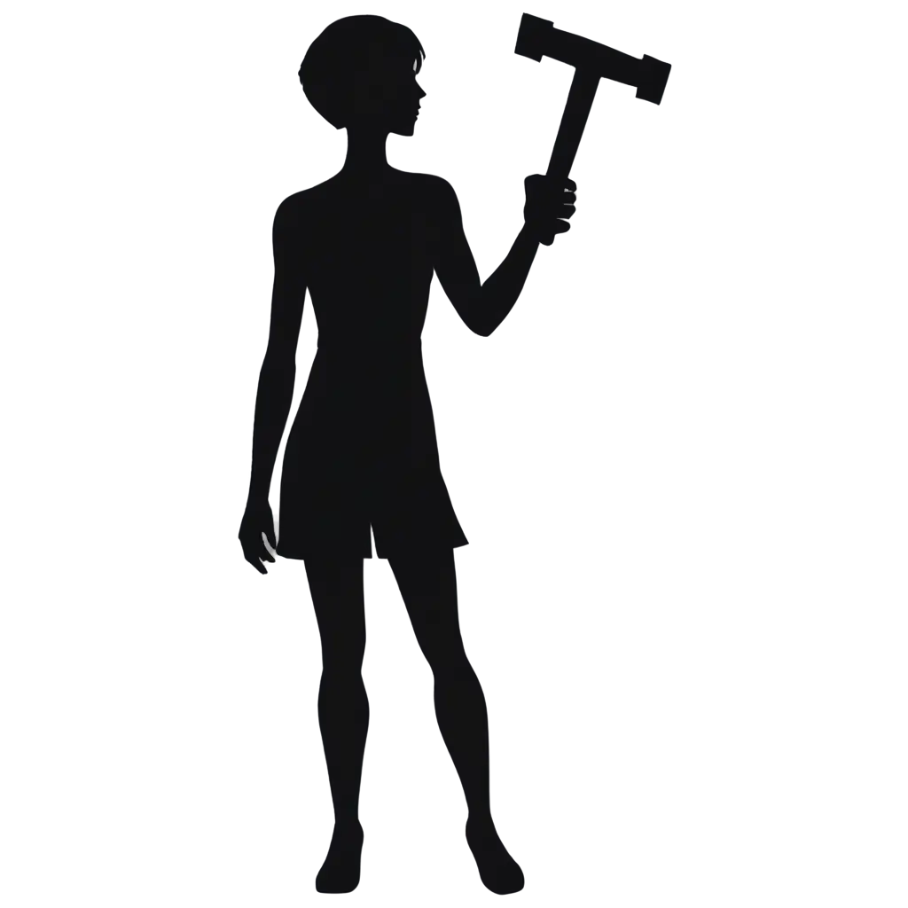 PNG-Image-of-Silhouette-Holding-Blueprint-or-Hammer-Empowering-Personal-Development-and-Visionary-Creation