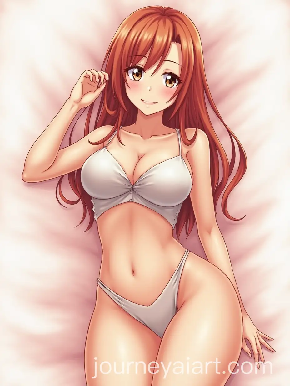 Mature-Gyaru-Anime-Girl-with-Midriff-Showing-in-Casual-Fashion