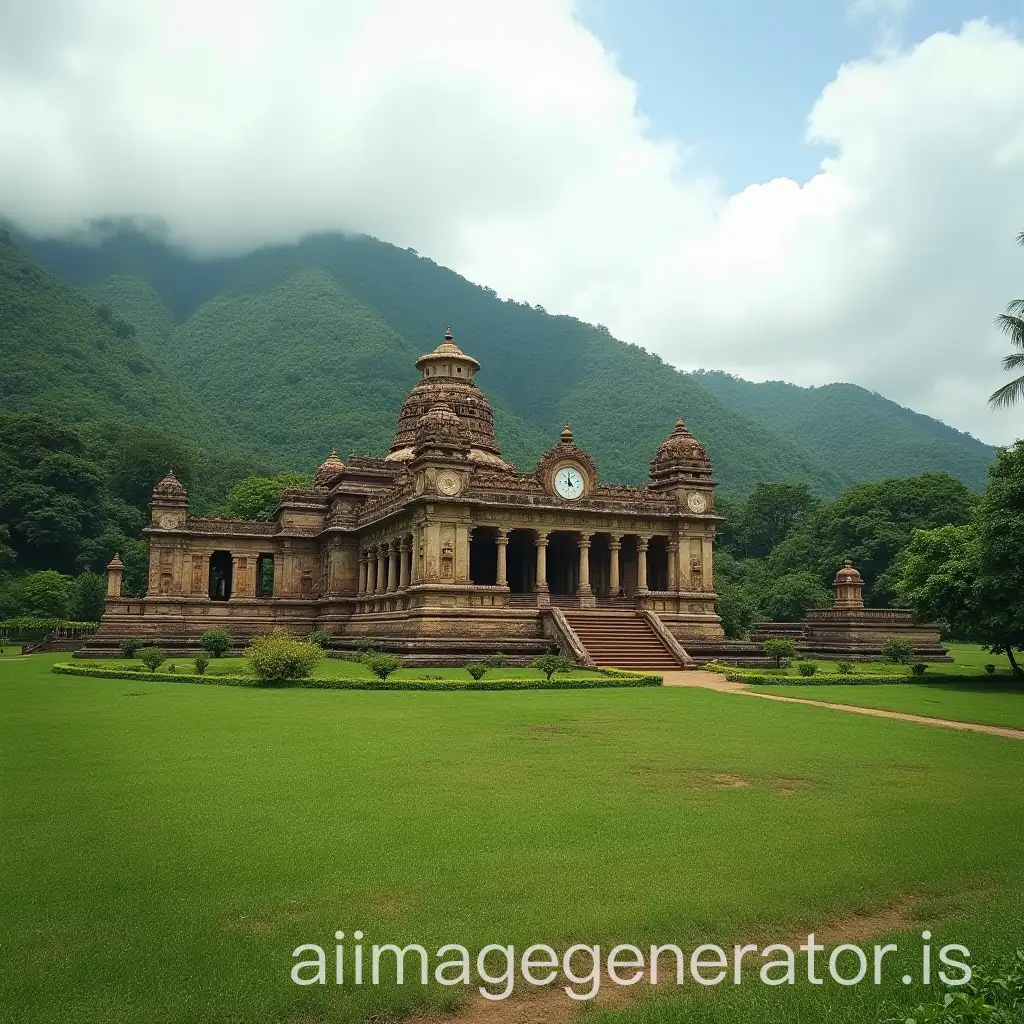 Tamil-Ancient-Palace-Surrounded-by-Grass-with-Hills-in-the-Background