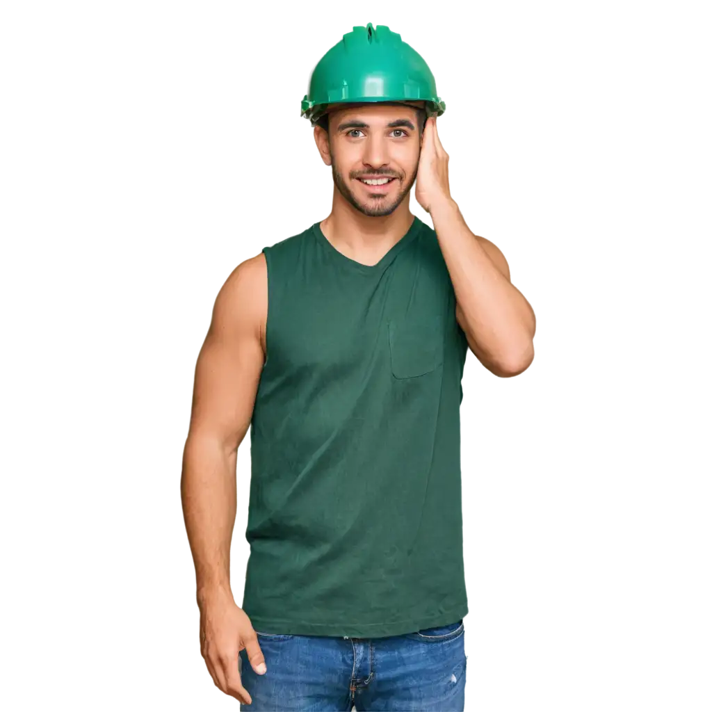 PNG-Image-of-Worker-with-Dark-Green-Helmet-AIGenerated-Art-Prompt