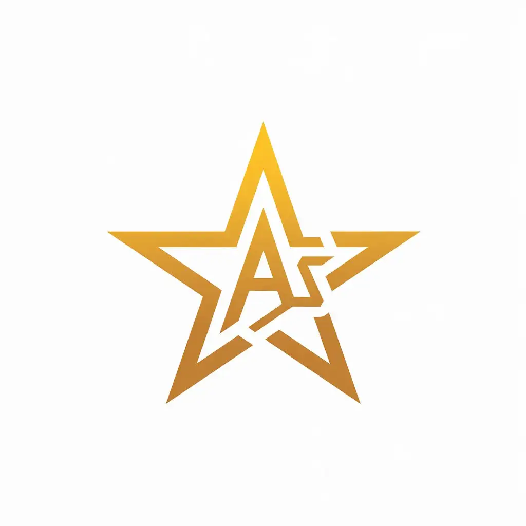 a vector logo design,with the text "AS", main symbol:Stars/AS/Golden,Minimalistic,be used in Internet industry,clear background