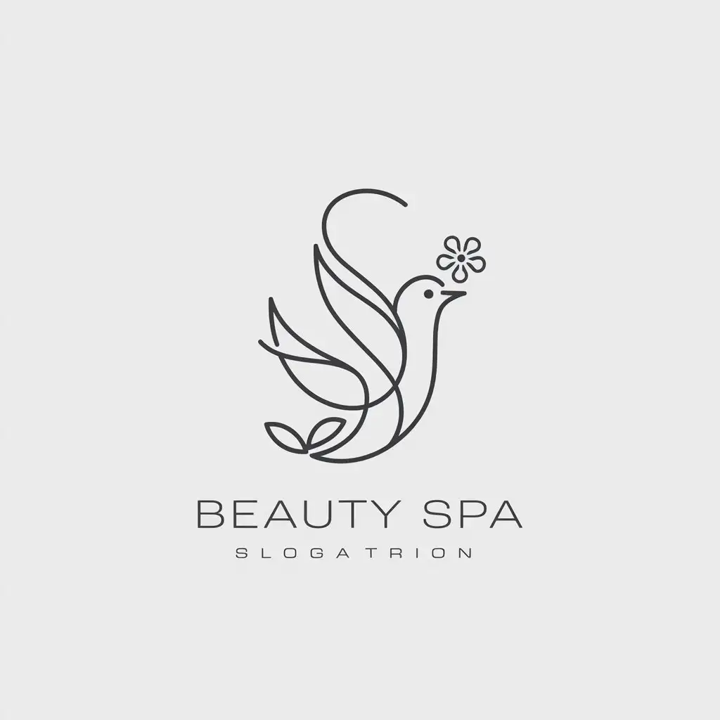 LOGO Design for S Minimalistic Bird and Flower Outline for Beauty Spa Industry