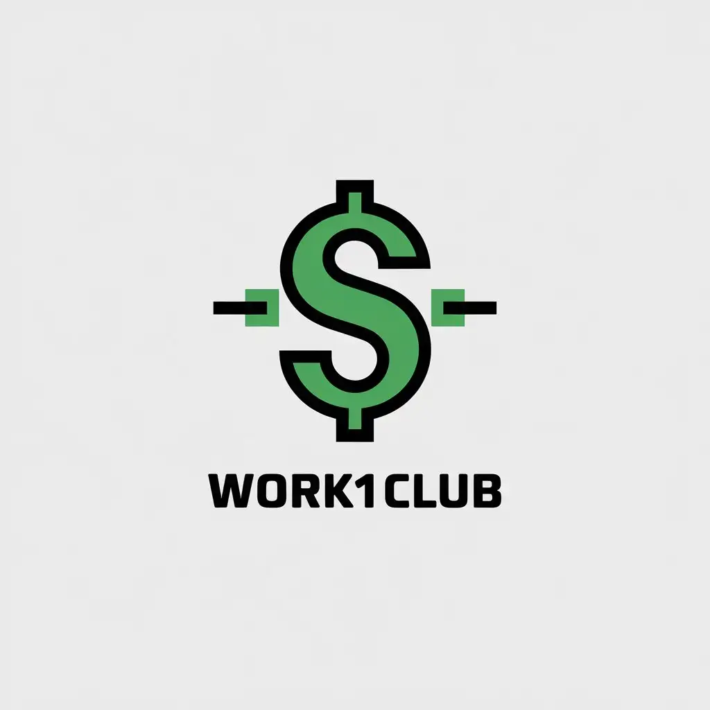 LOGO Design for Work1Club Minimalistic Dollar Symbol for Finance Industry