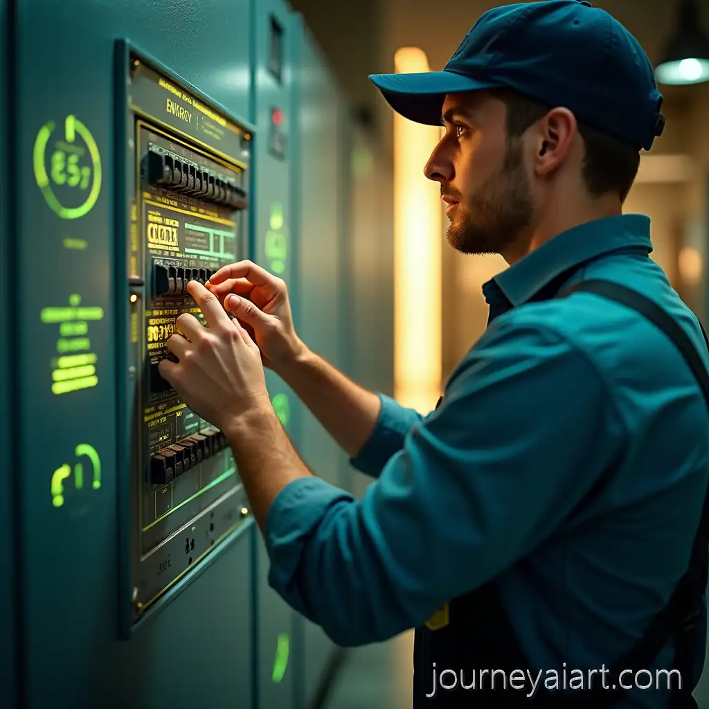 Electrician-Inspecting-Modern-Electrical-Panel-with-Energy-Efficiency-Focus