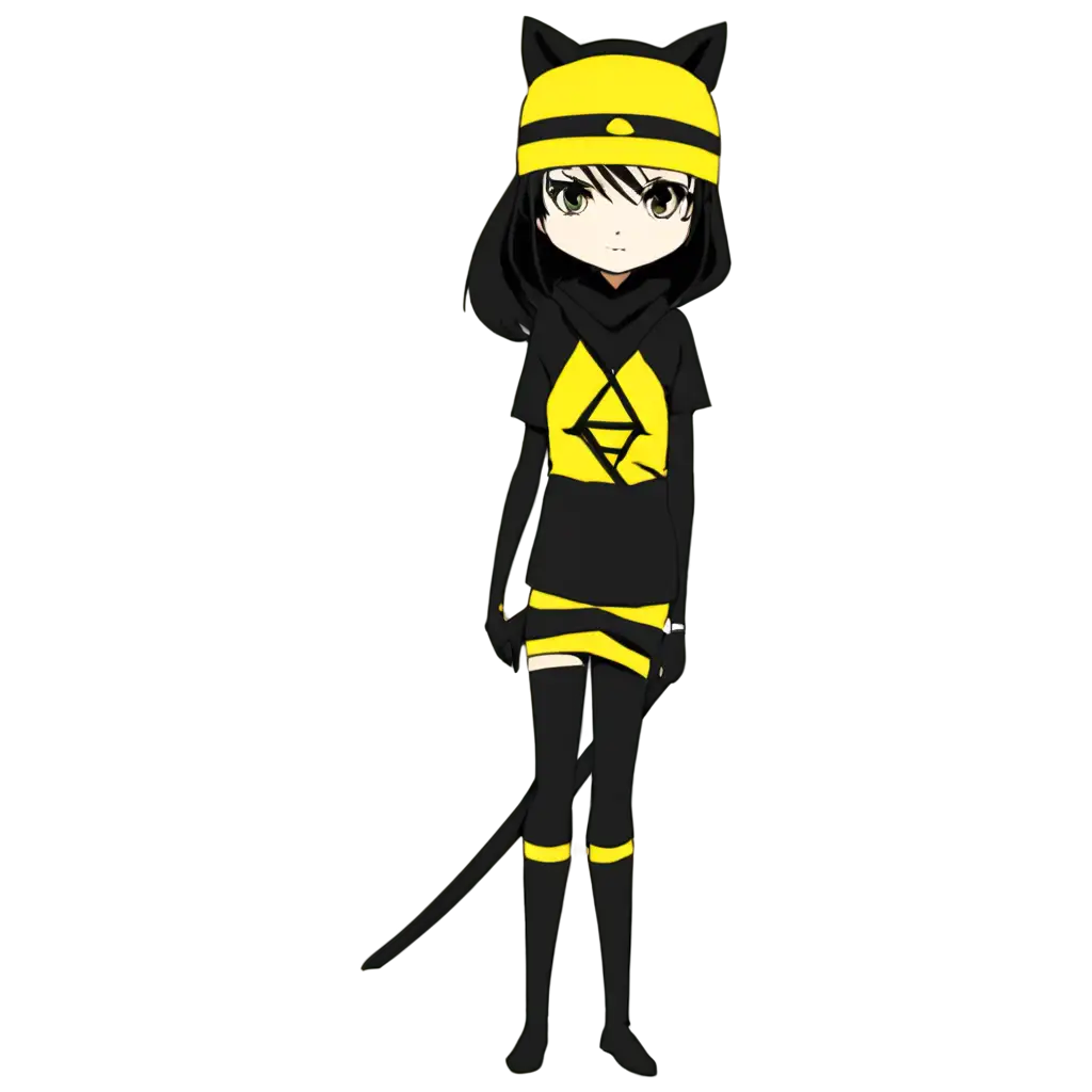 Vibrant-Yellow-Ninja-Cat-PNG-Perfect-for-Anime-and-Manga-Enthusiasts