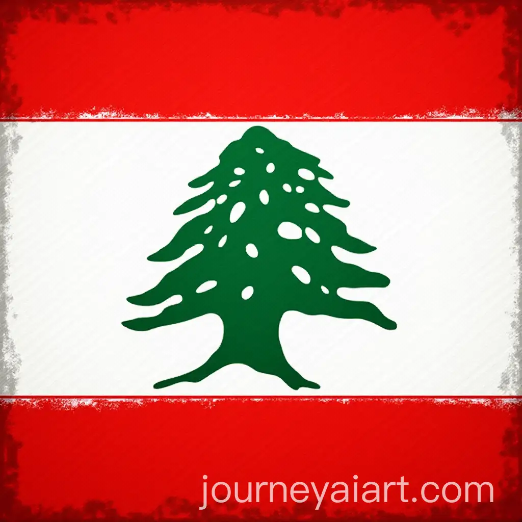 Textured-Depiction-of-Lebanese-Flag-with-Iconic-Cedar-Tree-Symbol