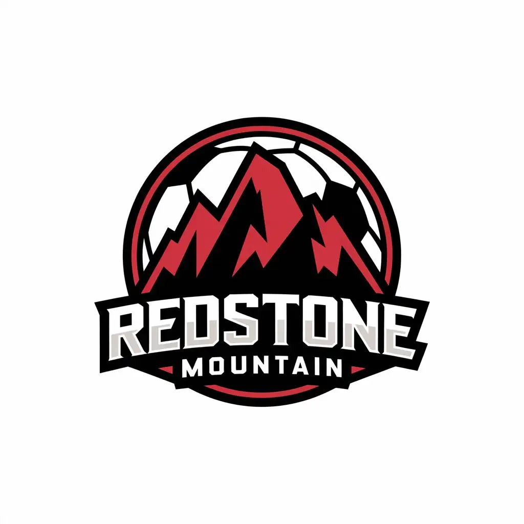 LOGO-Design-for-Redstone-Mountain-Peak-Symbol-with-Soccer-Theme-in-Clear-Background