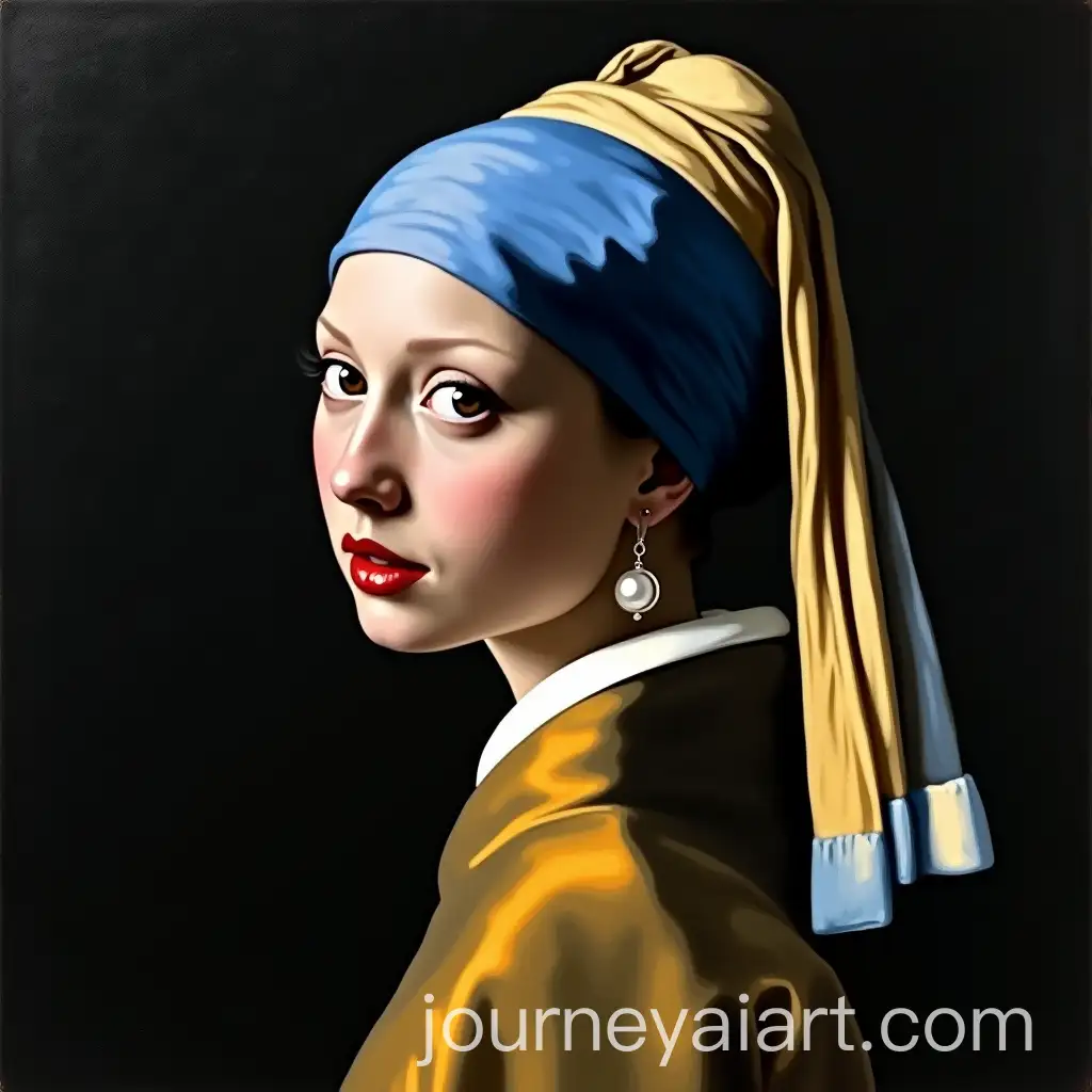 Contemporary-Reinterpretation-of-The-Girl-with-theAI-Art-Prompt-Expansion-Pearl-Earring-in-Vermeer-Style