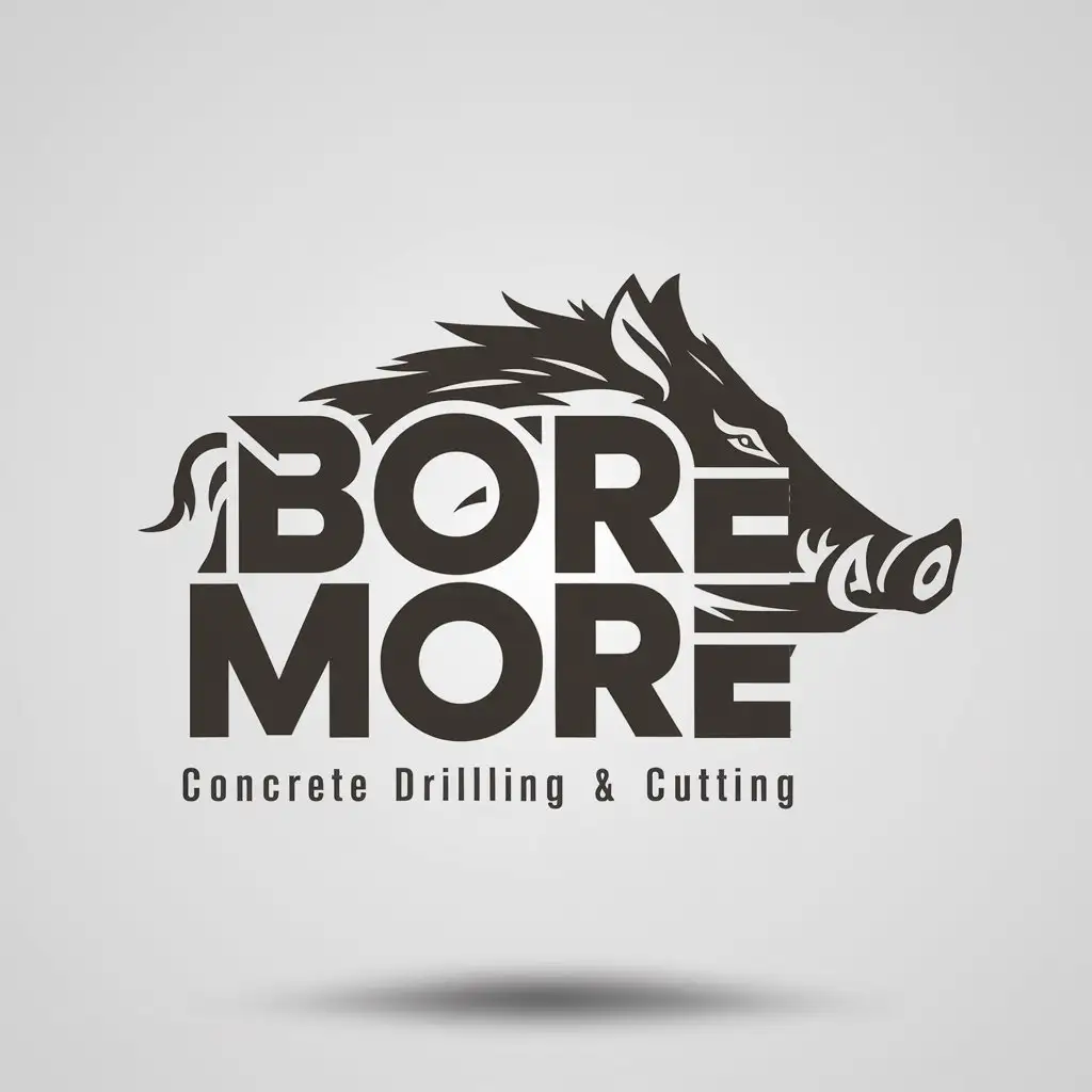 LOGO Design for Bore More Services Boar Head Shape with Concrete Drilling Cutting Theme