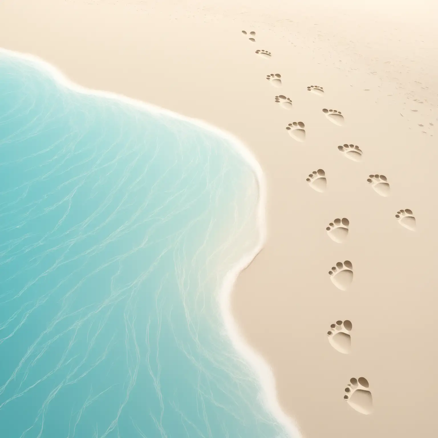 Tranquil-Aqua-Blue-Beach-Scene-with-Footprints-in-Sand