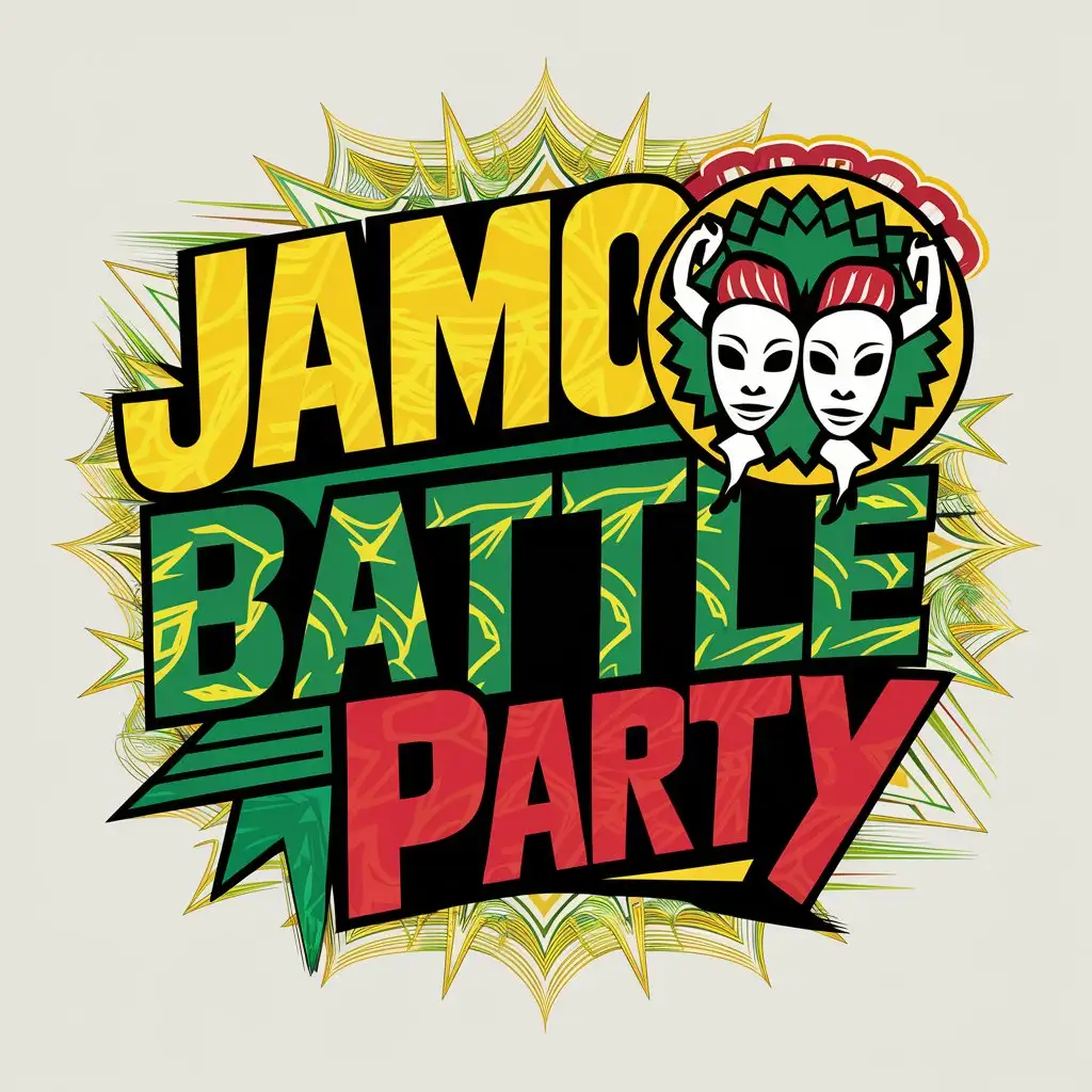 LOGO Design for Jambo Battle Party Afro Dance Battle Theme with Ballerinas African Mask Bold Colors