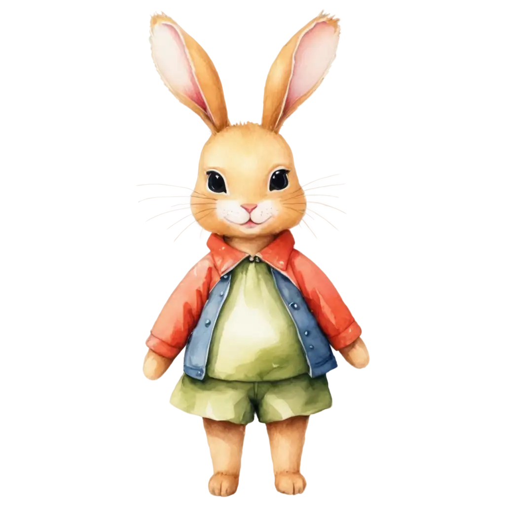 Watercolor-Toy-Hare-PNG-Image-Perfect-for-Digital-Design-and-Creative-Projects