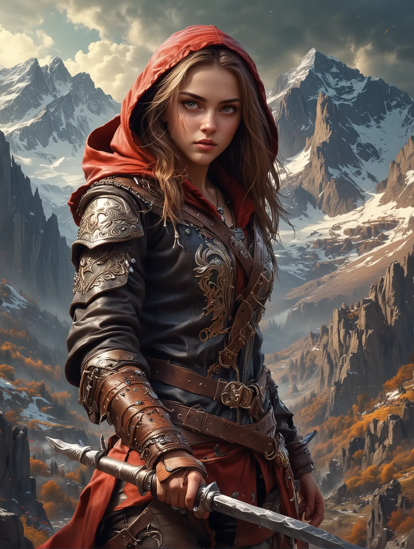 Whimsical-European-Girl-in-Barbarian-War-Clothes-with-Sword