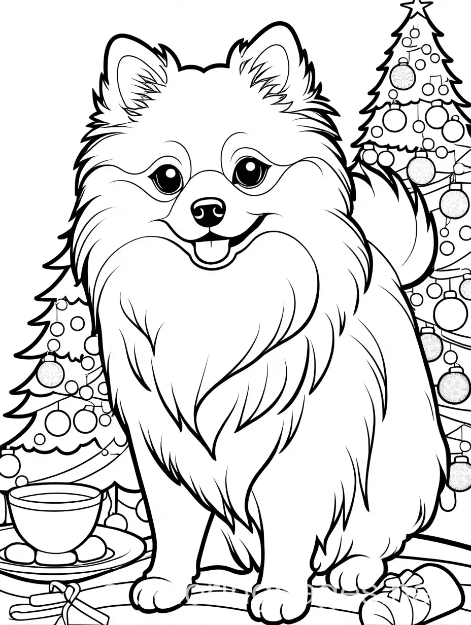 Pomeranian-Christmas-Dinner-Coloring-Page-for-Kids