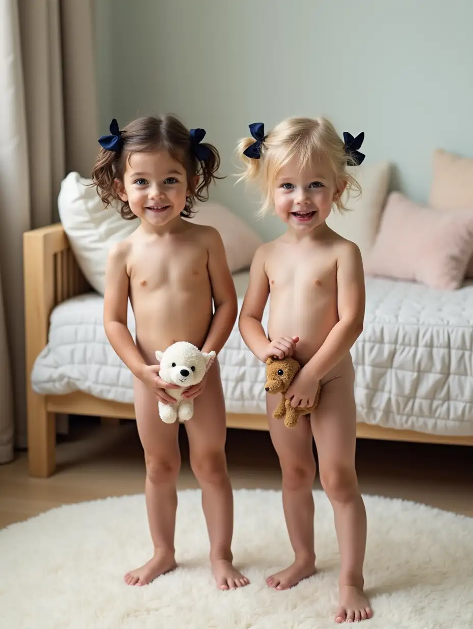 Two-Young-Girls-with-Stuffed-Animals-in-Preschool-Classroom