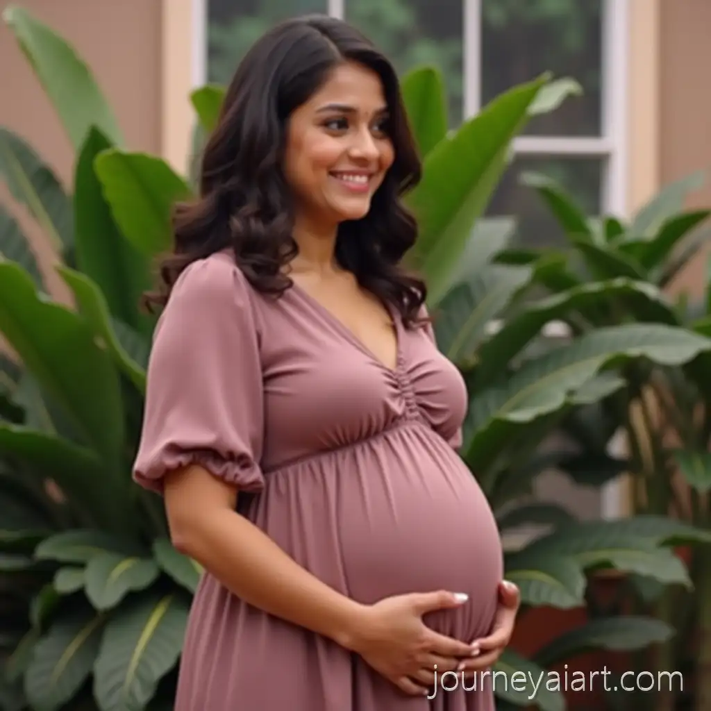 Pregnant-Woman-in-MauvePink-Dress-with-Soft-Natural-Lighting-in-Studio-Setting