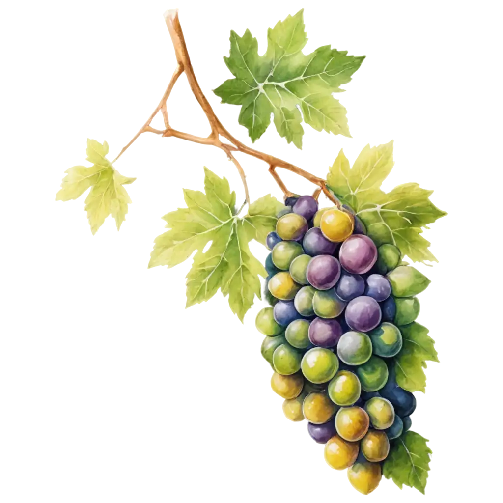 Grape, Hand drawn,  watercolor style