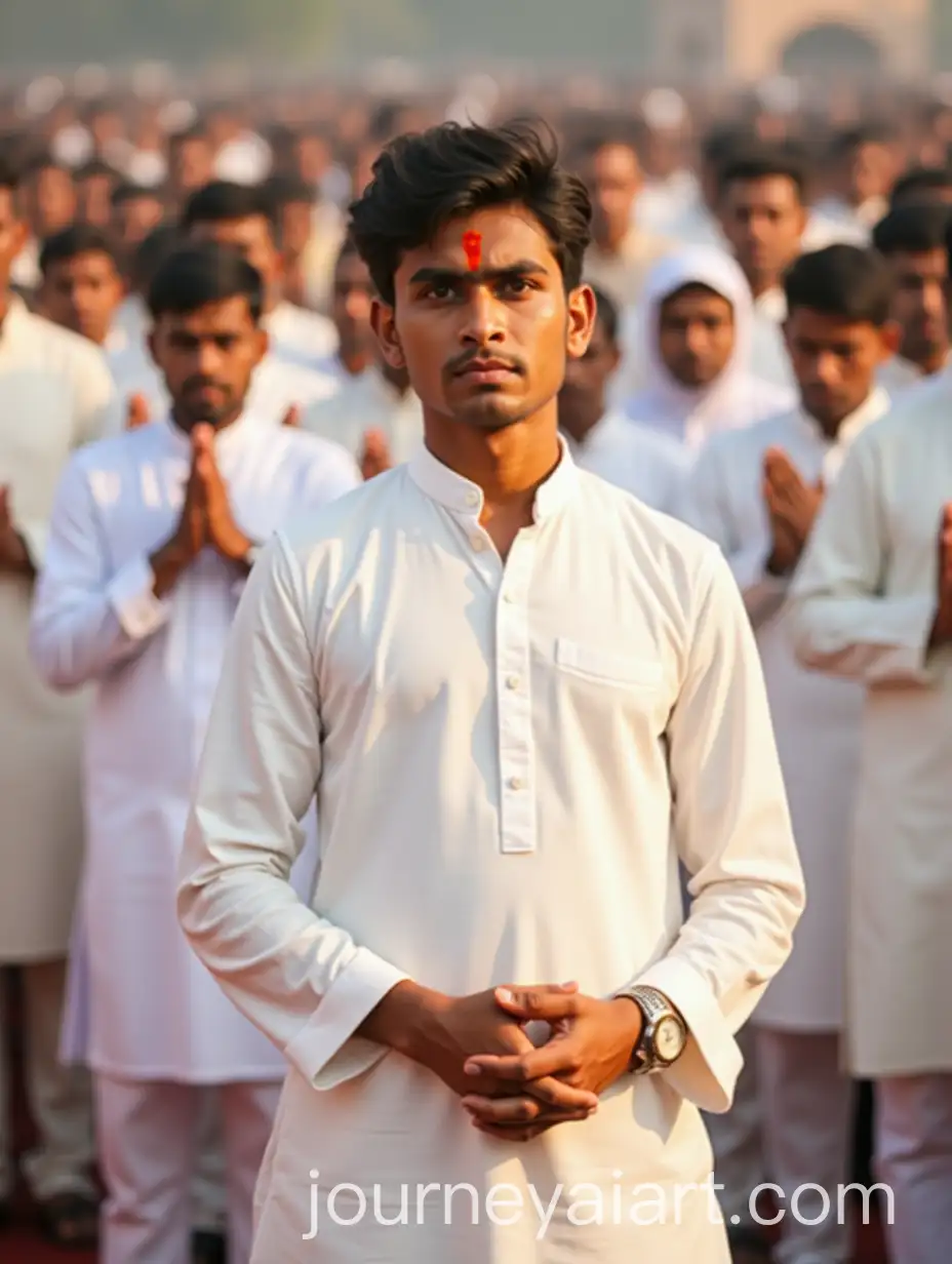 Young-Man-in-Traditional-White-Outfit-at-Funeral-Ceremony-with-Reverent-Crowd
