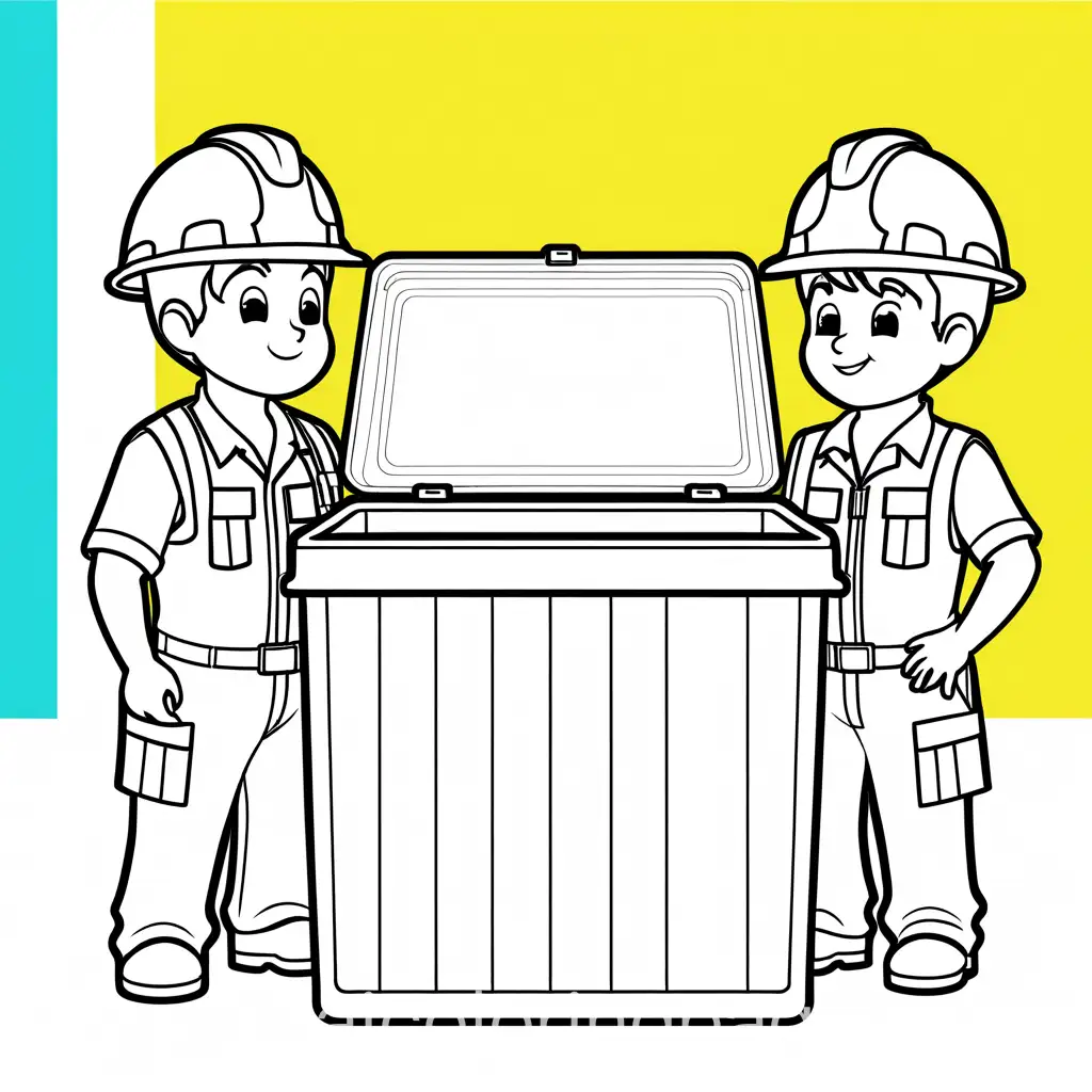 Inspectors-in-Hard-Hats-Next-to-Trash-Bin-Coloring-Page