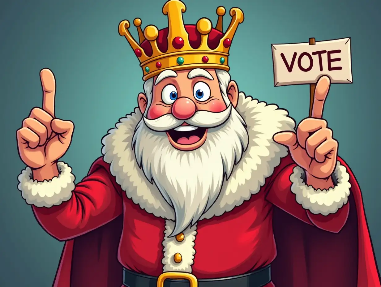 king cartoon with vote finger display