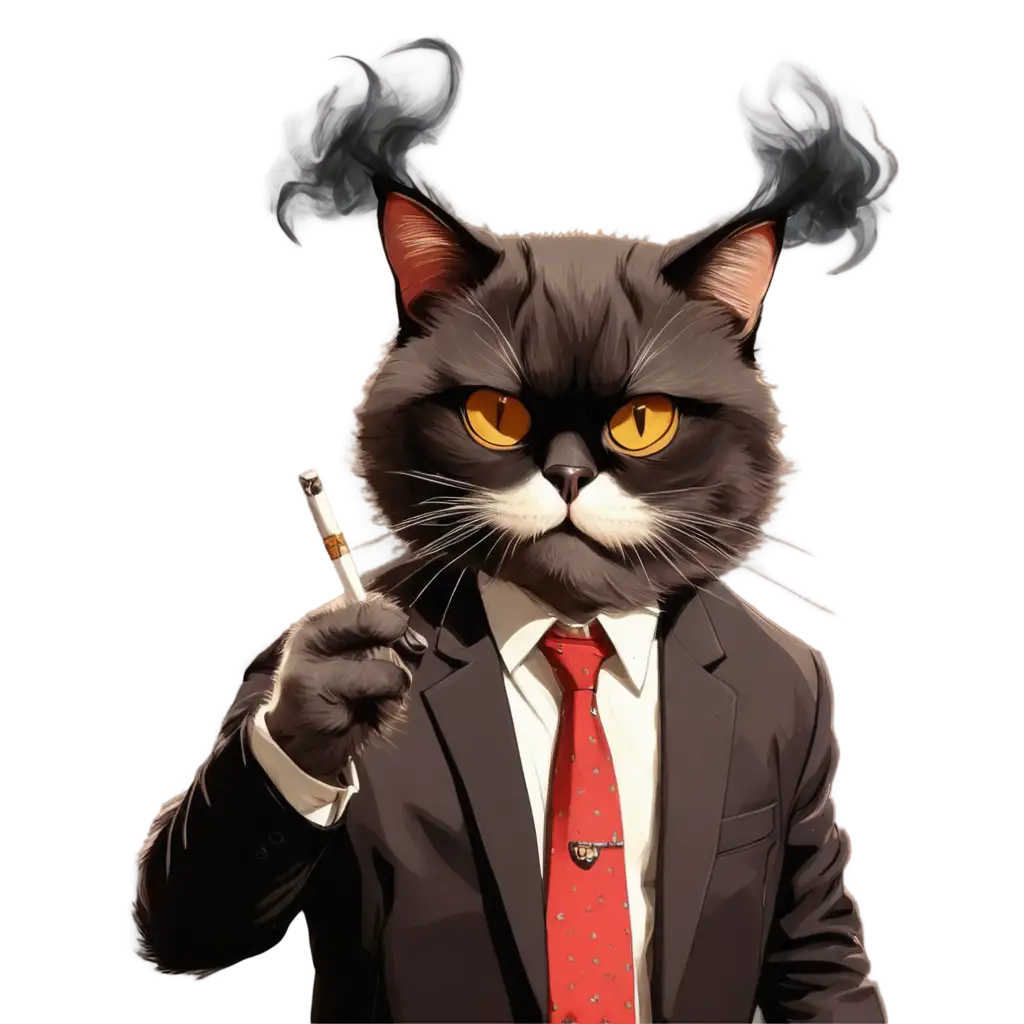 Cartoonish-Evil-Cat-Smoking-Cigar-PNG-Swag-and-Attitude-in-HighQuality-Digital-Format