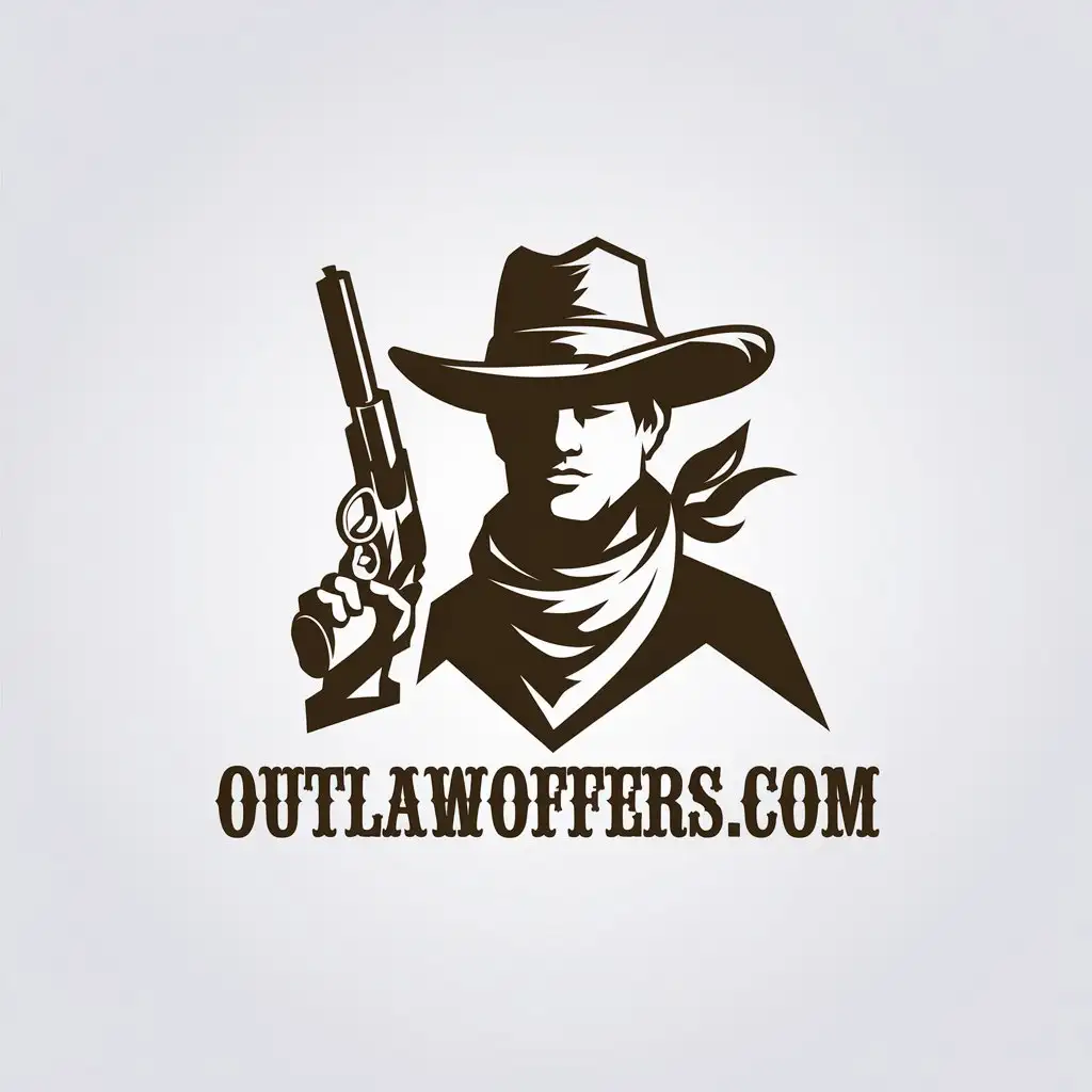 LOGO Design for OUTLAWOFFERSCOM Outlaw Cowboy Symbol with Minimalistic Style and Clear Background