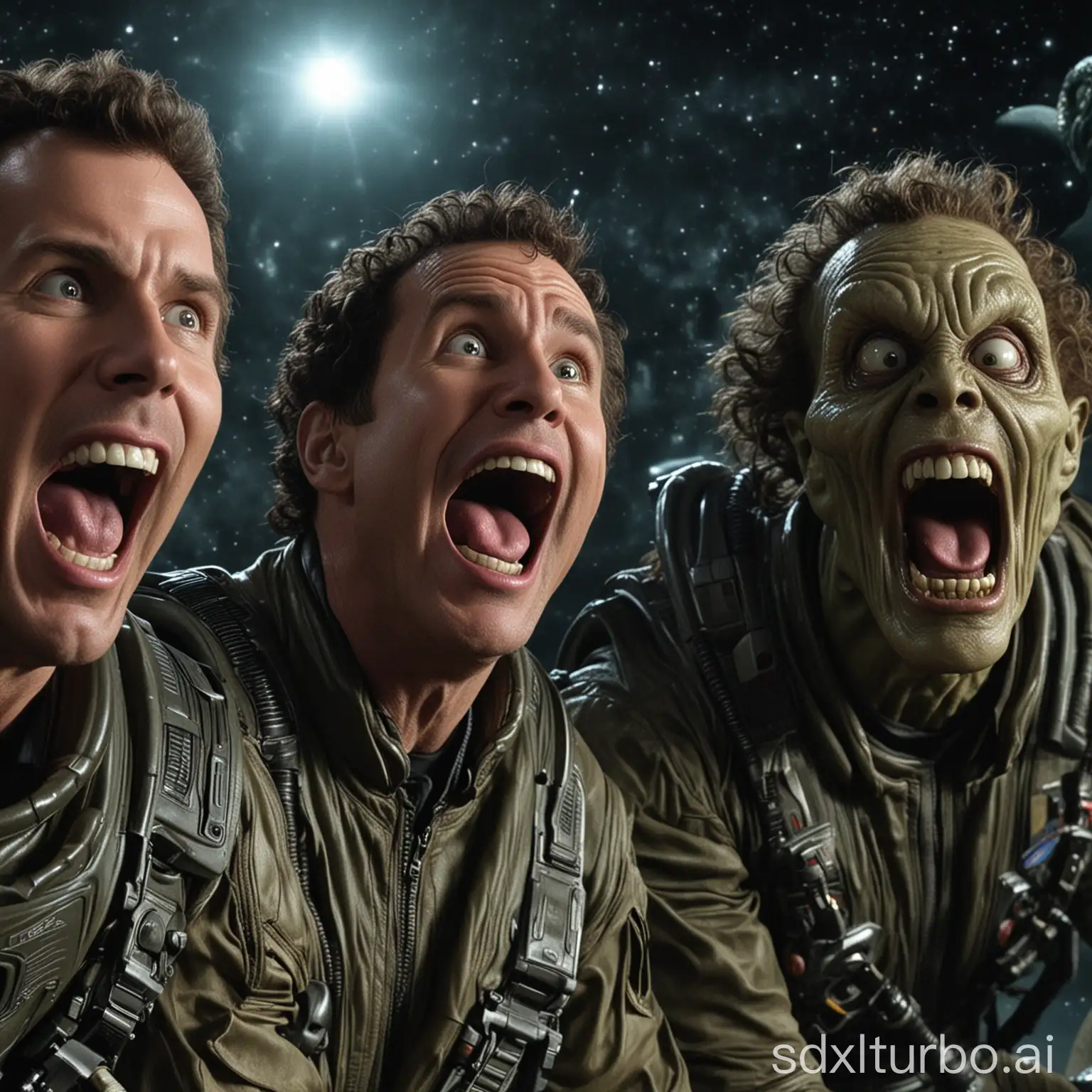 Celebrities-Will-Ferrell-Adam-Sandler-and-Ben-Stiller-Laughing-in-Alien-Space-Night-Background