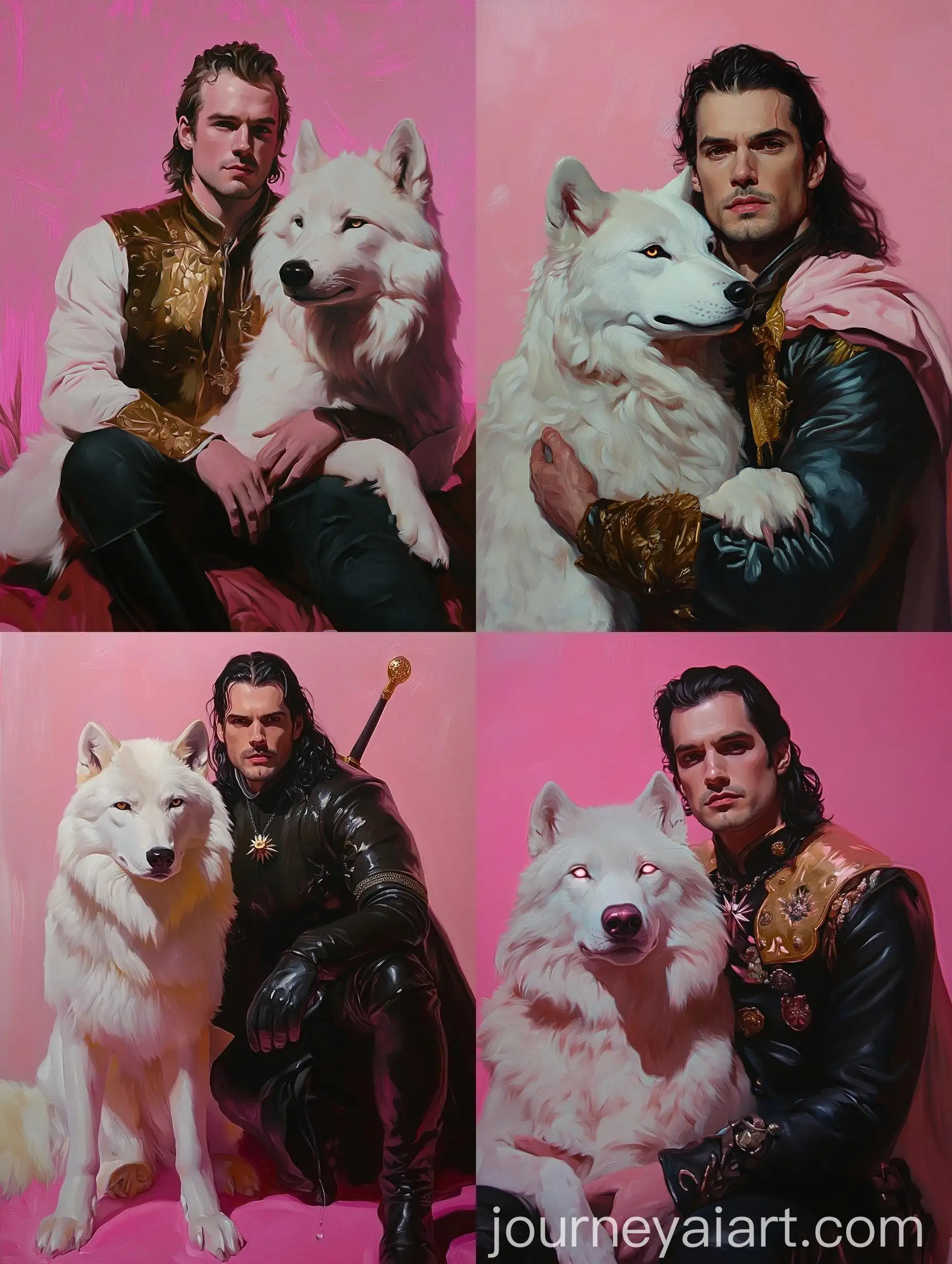 Henry-Cavill-as-Witcher-with-Bright-White-Wolf-in-Pastel-Colors