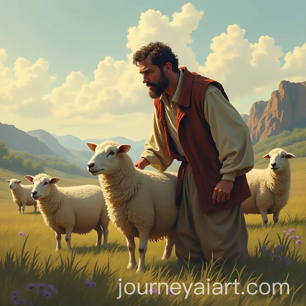 AI-Art-Prompt-ExpansionMan-Caring-for-Sheep-in-a-Peaceful-Pastoral-Scene
