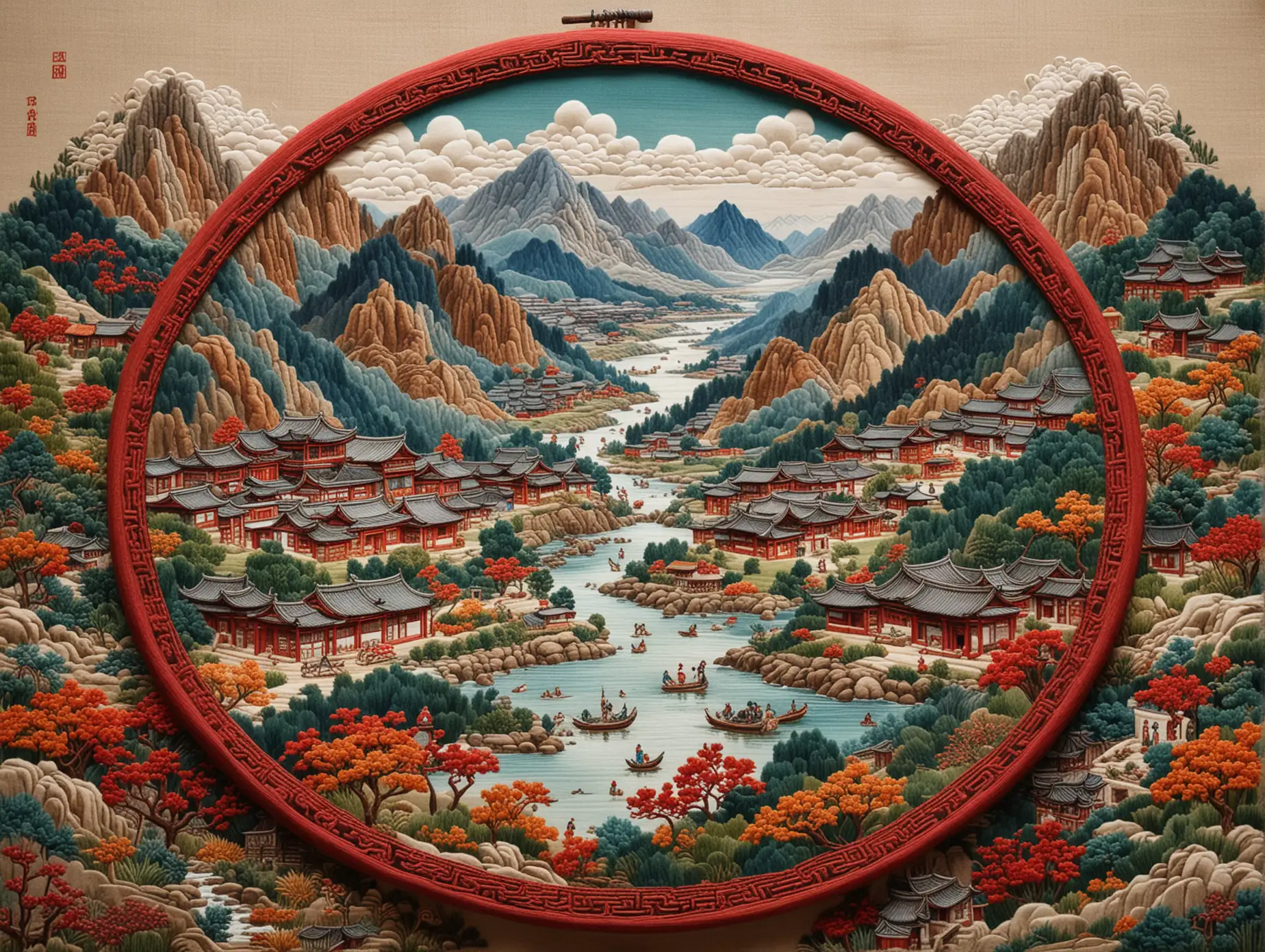 Traditional-Qiang-Embroidery-Showcasing-Ancient-Cultural-Heritage-with-Mountains-and-Rivers