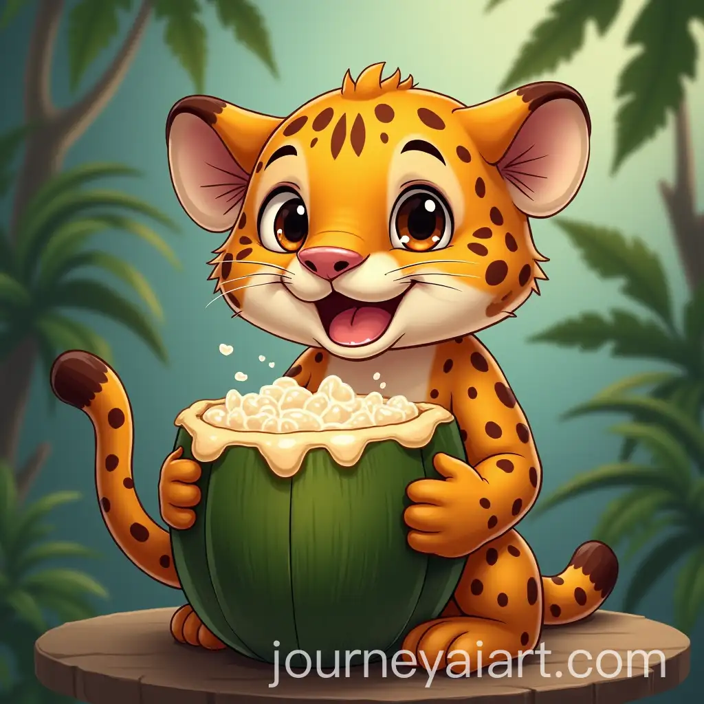 Happy-Leopard-Holding-a-Drink-in-a-Coconut