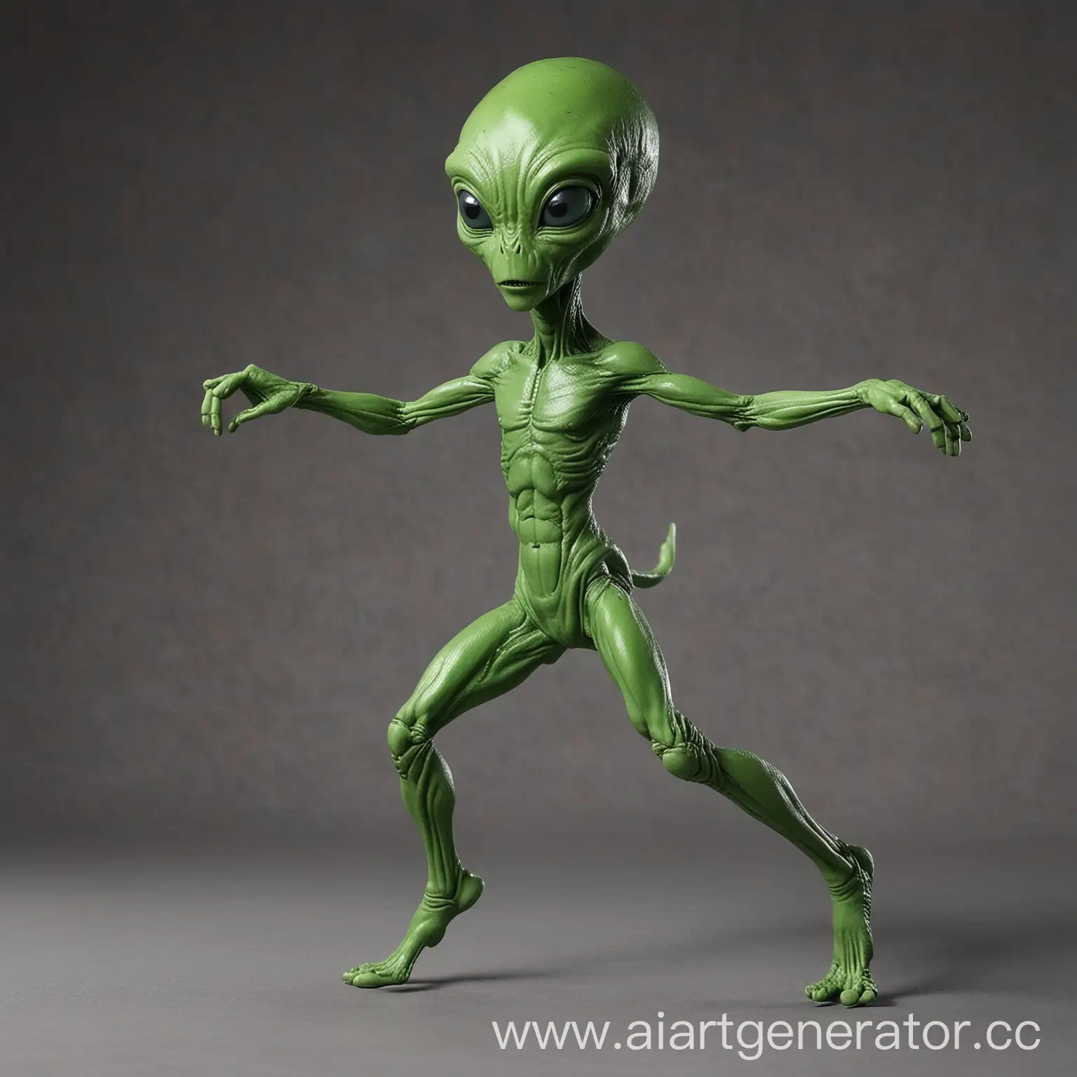 Extraterrestrial-Creature-Dancing-in-Vibrant-Green-Environment