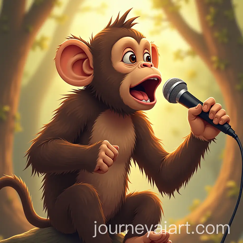 Monkey-Learning-to-Sing-in-a-Joyful-Musical-Scene