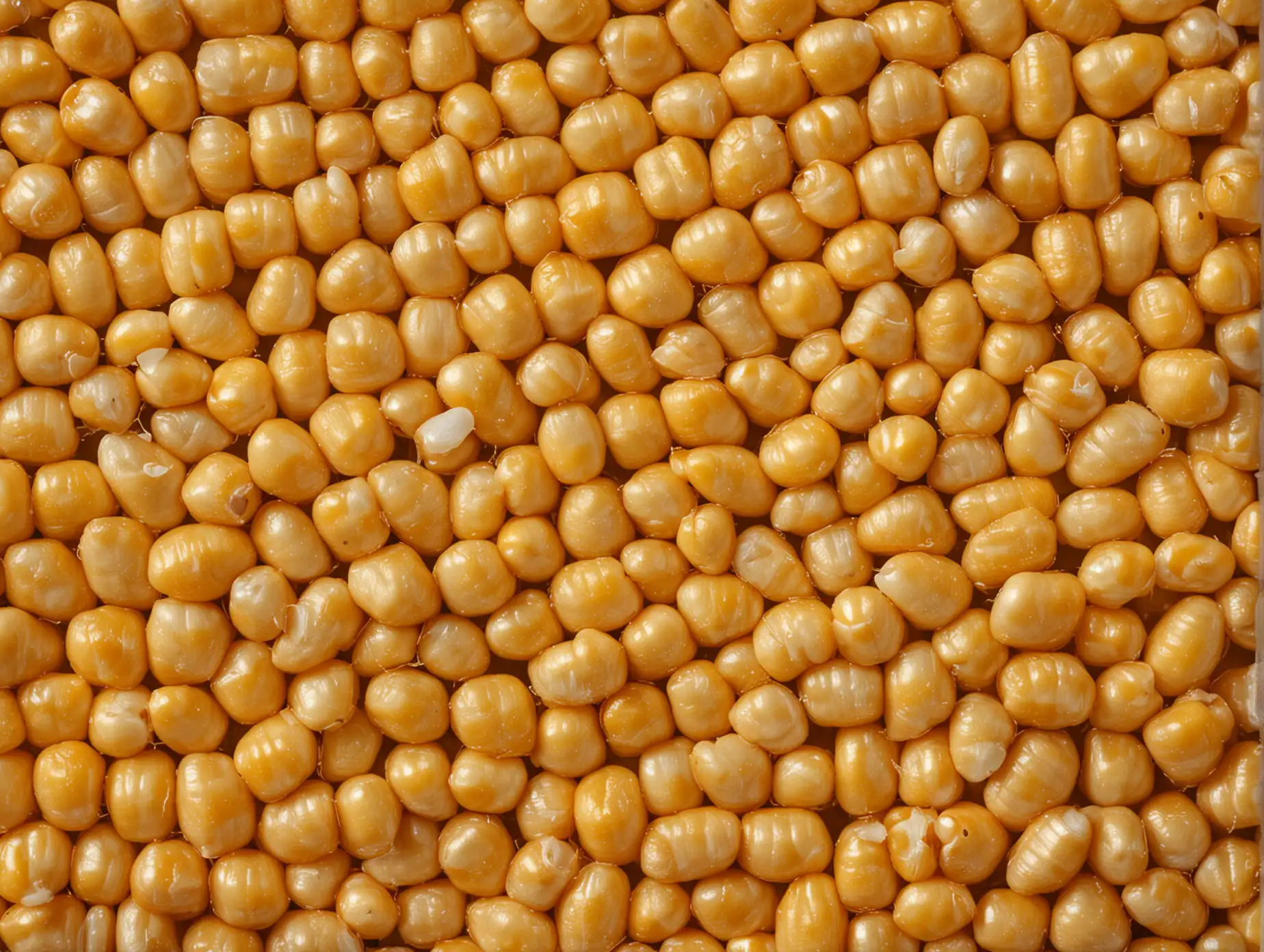 A close-up of golden corn kernels, showcasing their juicy texture and uniformity.