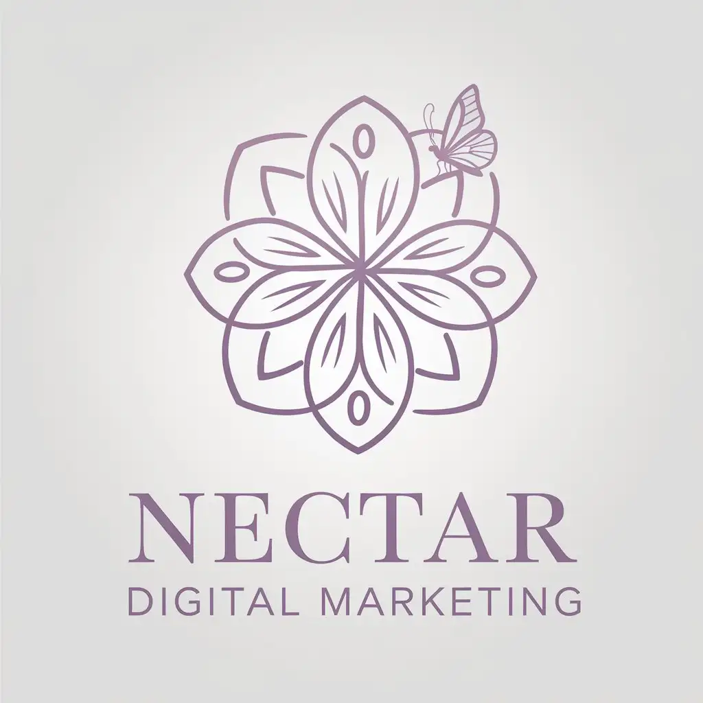 LOGO Design for Nectar Digital Marketing Vector Logo with Flower and Butterfly Symbols on Clear Background