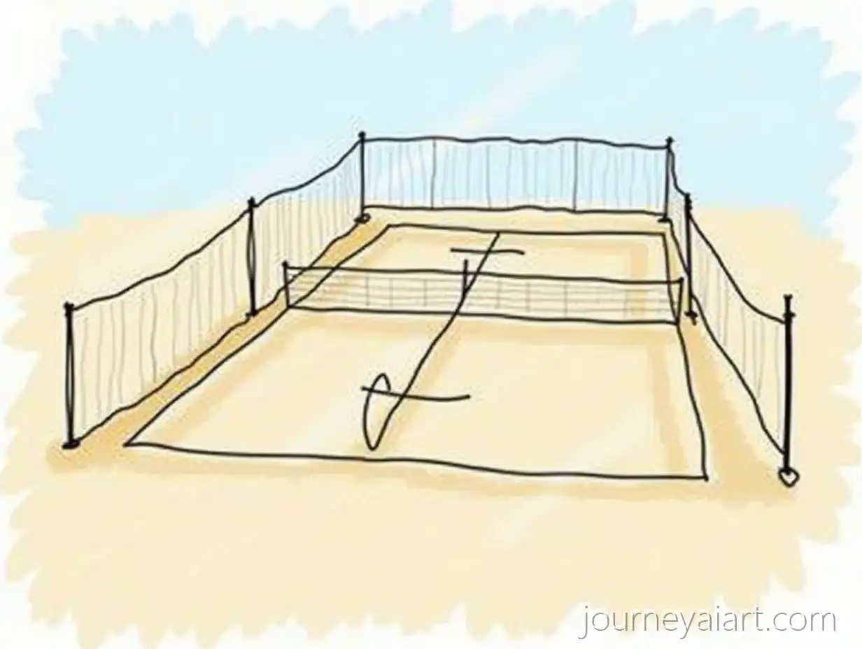 Pickleball-Court-with-Fence-and-Sand-in-Brown-and-Blue-Colors