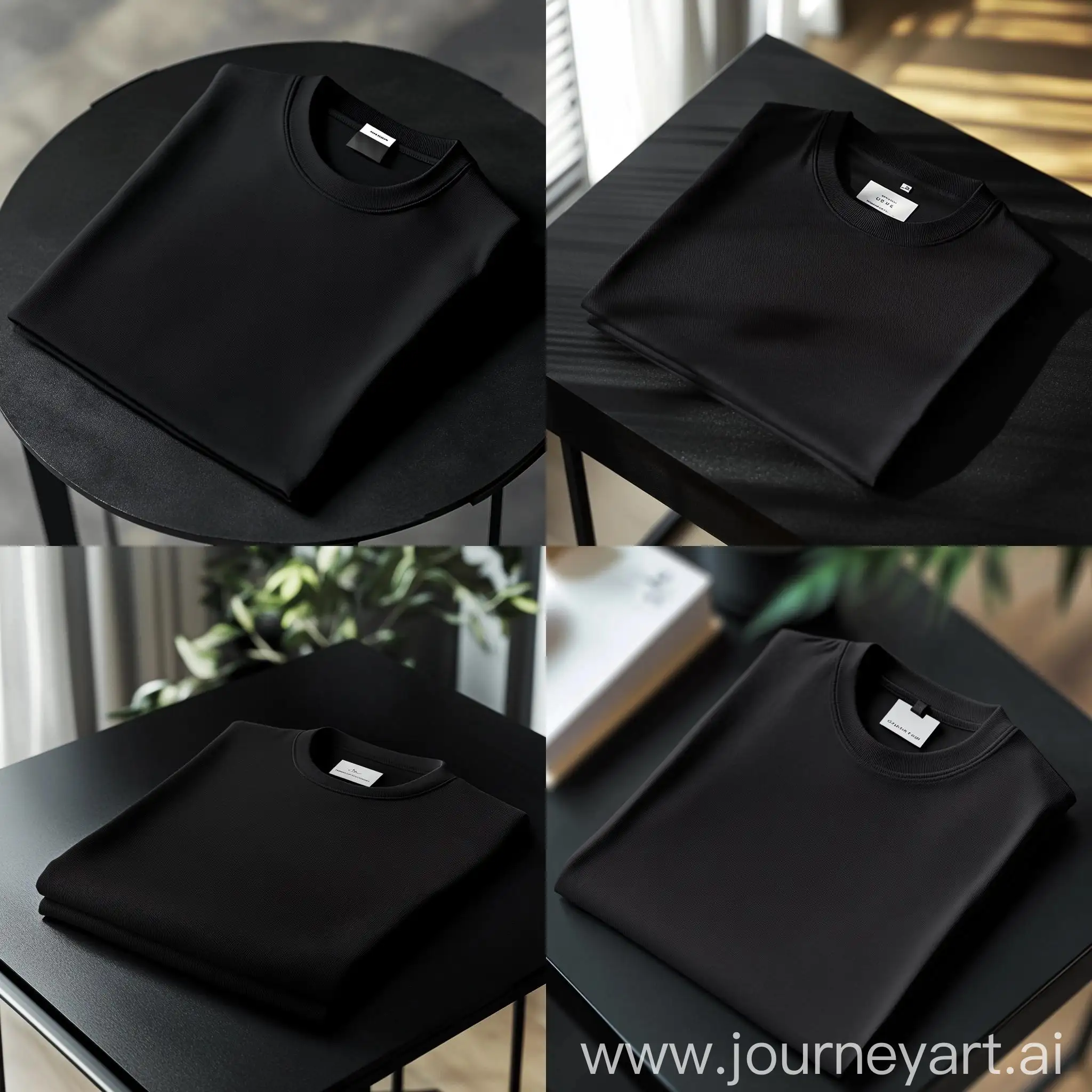 High-Quality-Black-TShirt-Mockup-on-Modern-Table