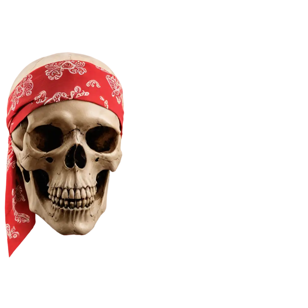a skull wearing bandanna with bandanna texture on it