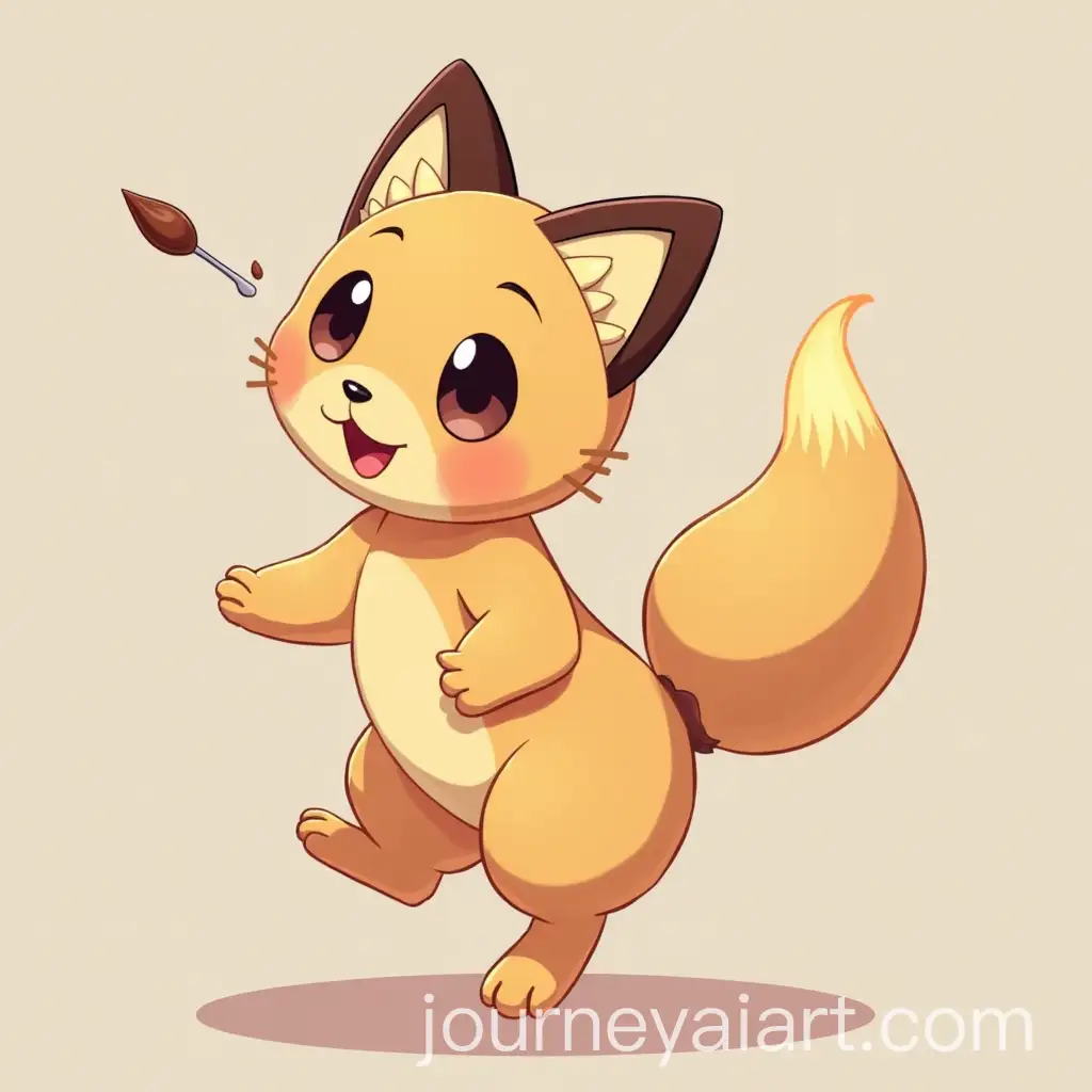 Anime-Style-Illustration-of-Pokemon-Mew-with-Nutella