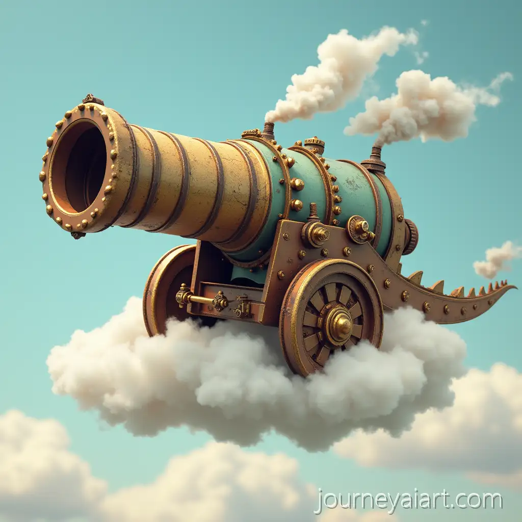 Steampunk-Cannon-Flying-on-a-CloudSteampunk-cannon-dragon-head-with-Dragons-Head-Barrel