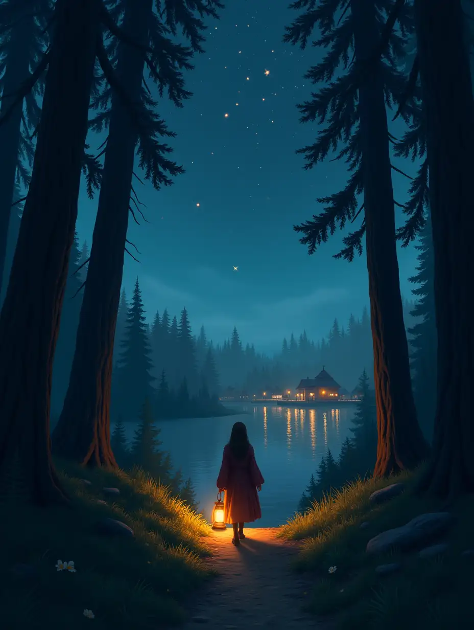 At last, they emerged at the edge of the forest. The village lights twinkled in the distance like stars scattered upon the earth. Alina turned to thank her guide, but he was gone, leaving only the lantern at her feet.