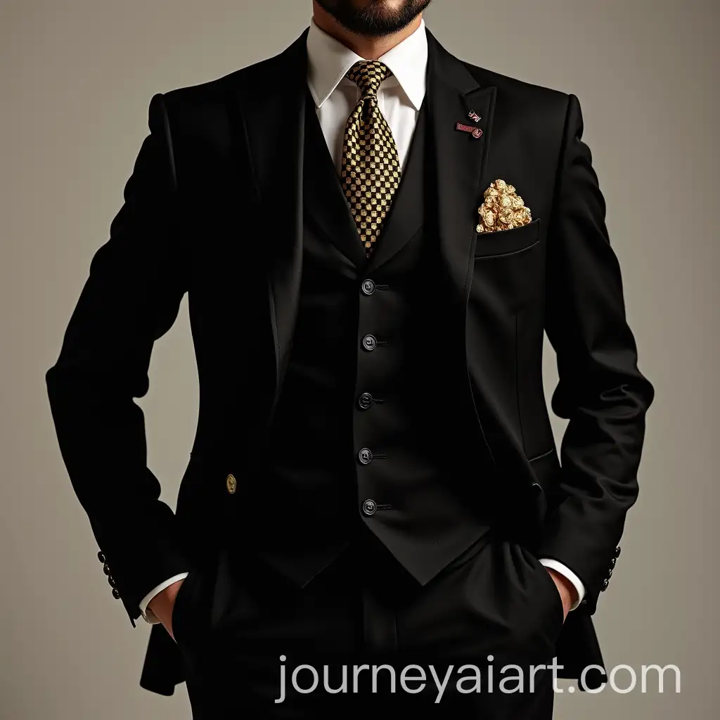 Black-Mens-Suit-with-Gold-Elements-Inspired-by-Schiaparelli-by-Daniel-Roseberry