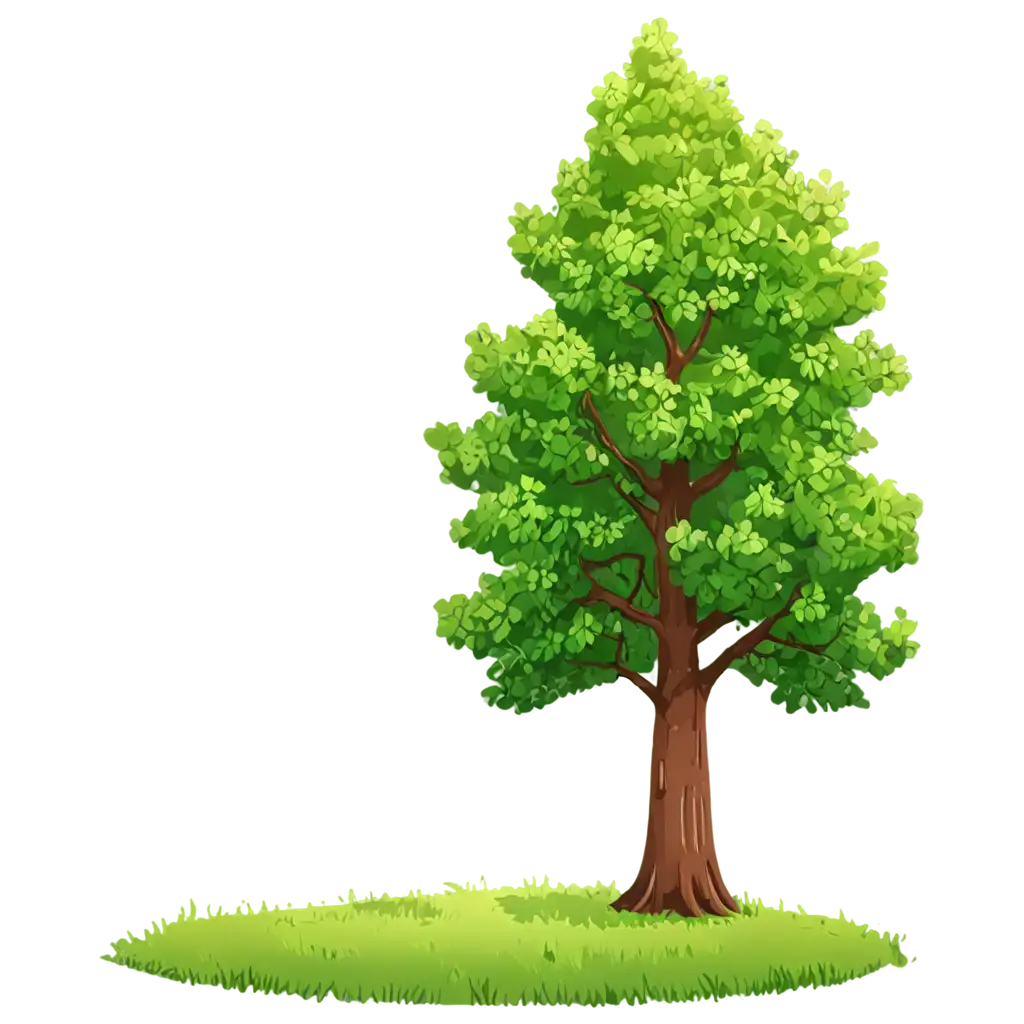 Single-Tree-Cartoon-Illustration-PNG-Vibrant-Clipart-with-Transparent-Background