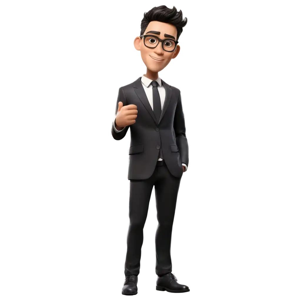 3D-Full-Body-Caricature-PNG-Image-of-a-Stylish-Indonesian-Man-in-a-Black-Suit