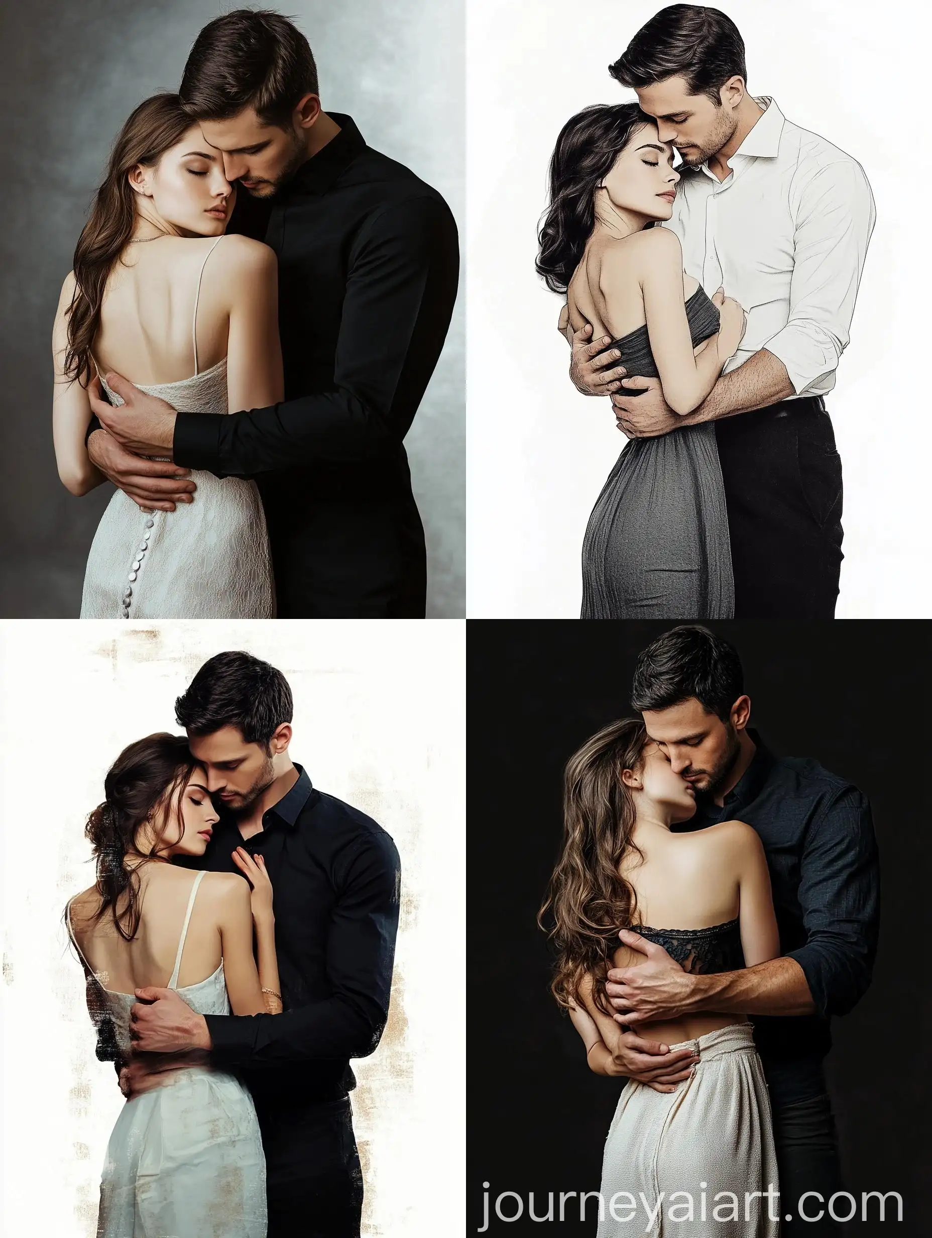 Affectionate-Moment-Handsome-Man-Hugging-Beautiful-Girl-in-Dress